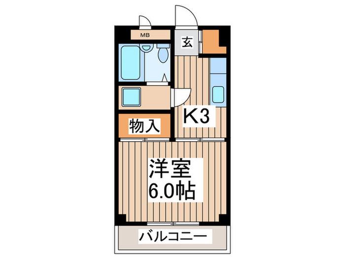 つきみ野ローラン(1K/5階)の間取り写真