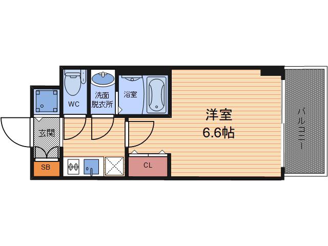 S-RESIDENCE福島玉川DEUX(1K/5階)の間取り写真