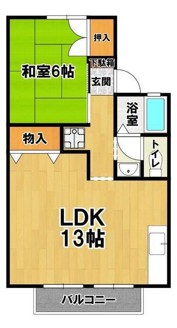 ベルフォーレ稲荷前A・B・C(1LDK/2階)の間取り写真
