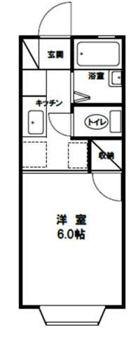 サンライズ川蝉C(ワンルーム/2階)の間取り写真