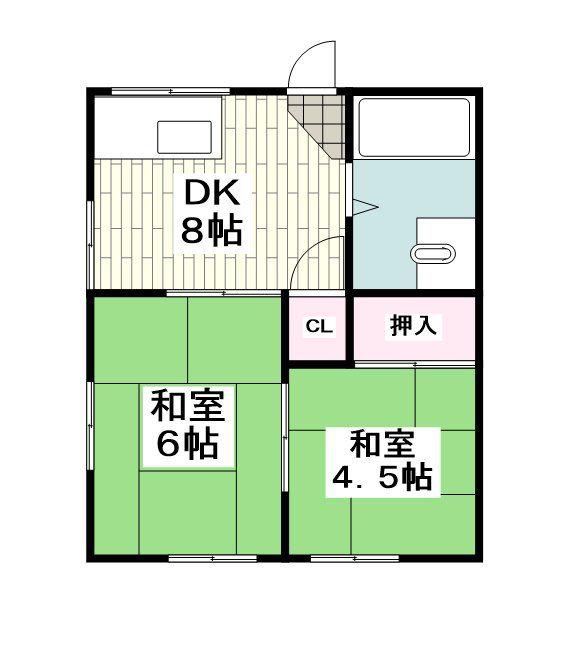 第二竹葉荘(2DK/1階)の間取り写真