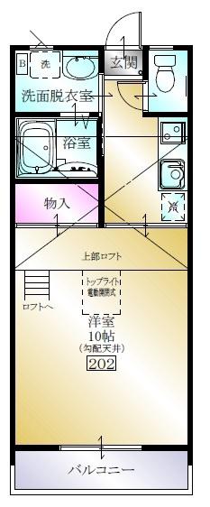 グロリエッタII(1K/2階)の間取り写真