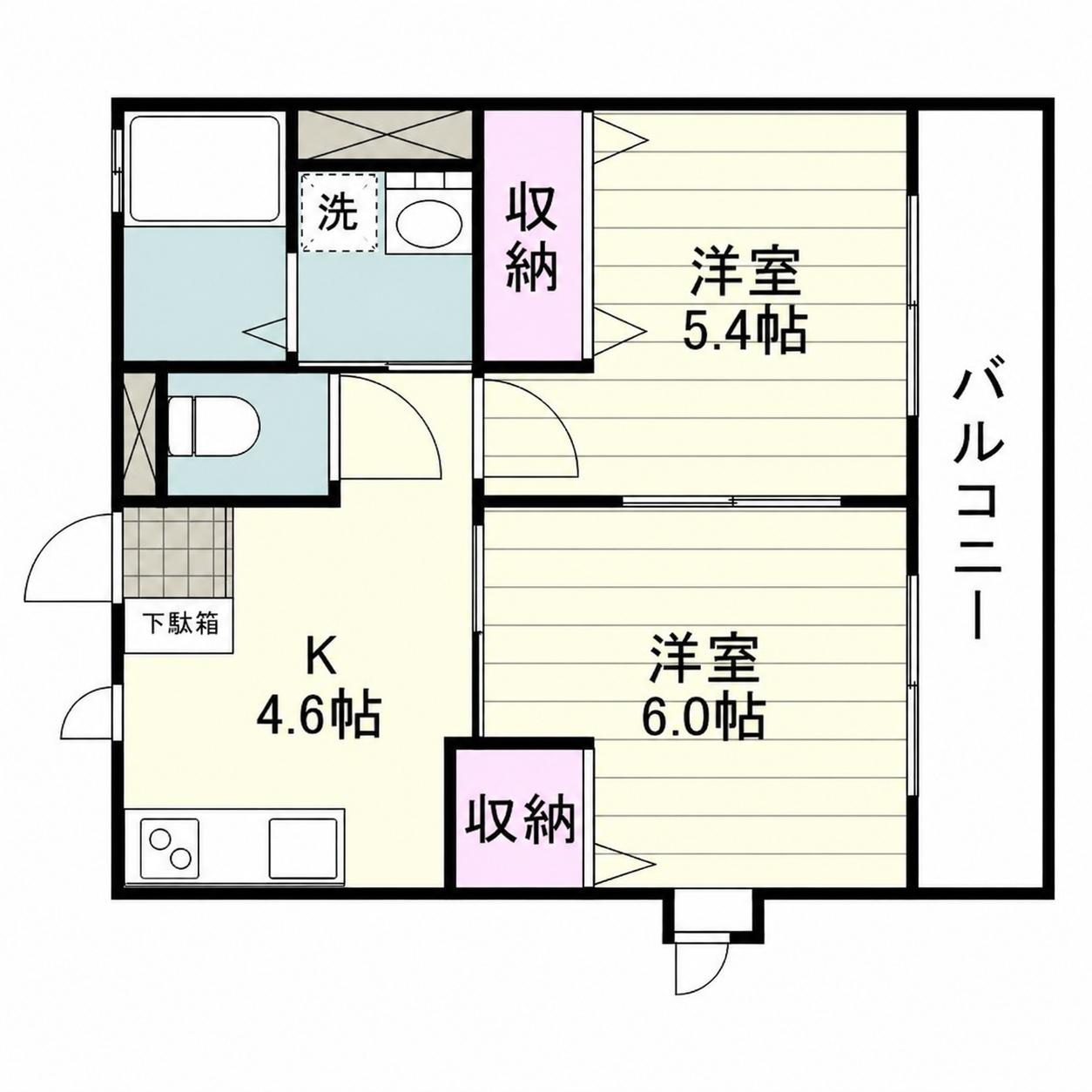 鹿児島市電谷山線 谷山駅(市電) 徒歩32分 2階建 築23年(2K/2階)の間取り写真