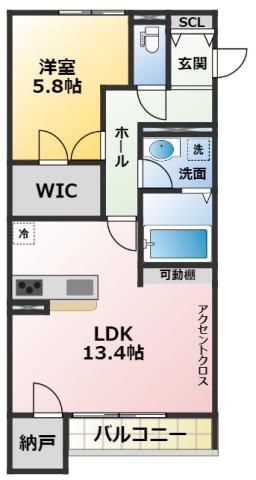 JOUER REVE(1LDK/3階)の間取り写真