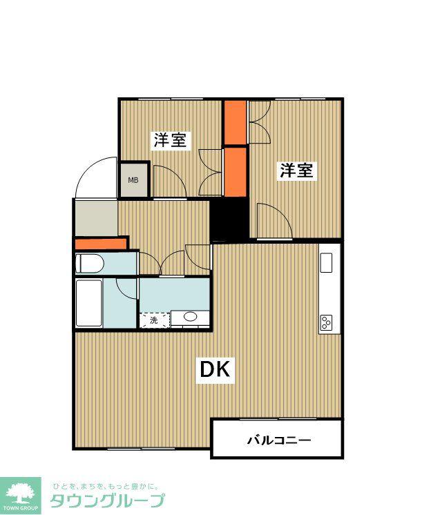 ユニライフ相模台(2LDK/4階)の間取り写真