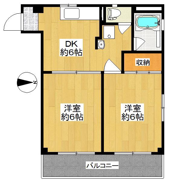 ハイツマルヤマ(2DK/3階)の間取り写真