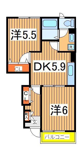 カーサボニートⅠ(2DK/1階)の間取り写真