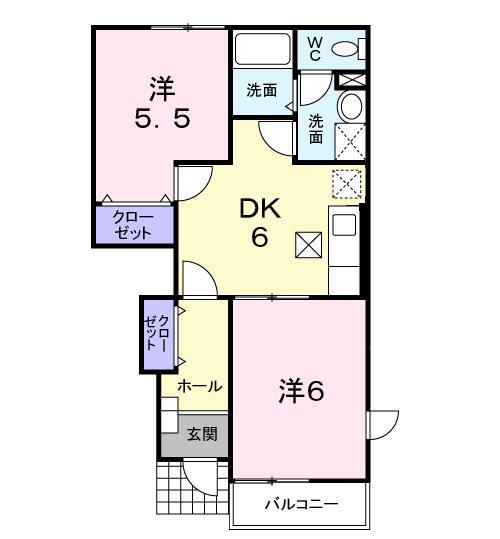 BELLE VILLAGE 1(2DK/1階)の間取り写真