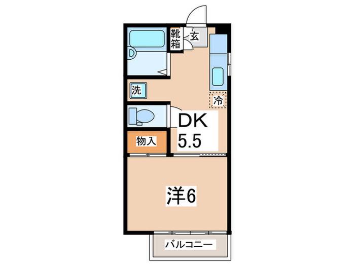 サマックスガーデニアハイツ(1DK/2階)の間取り写真