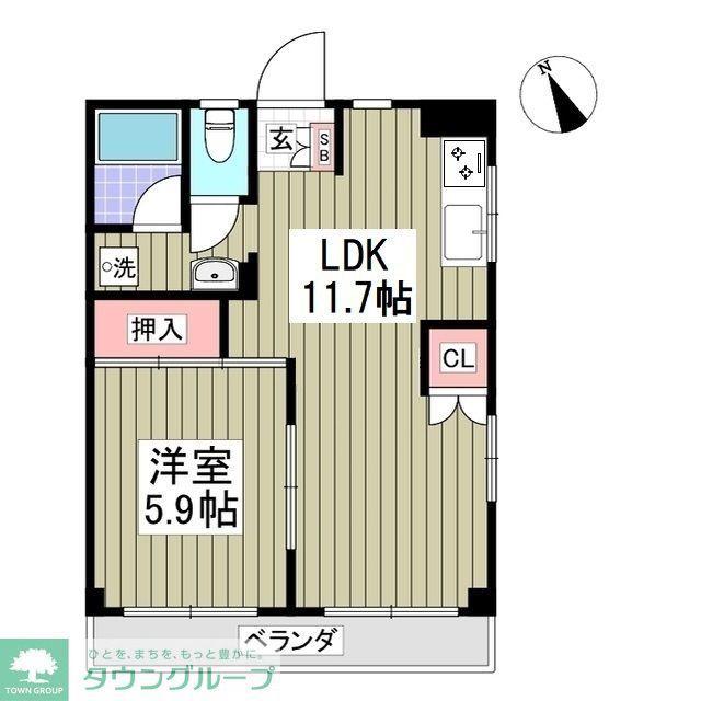 ヴィラ手児奈(2DK/2階)の間取り写真