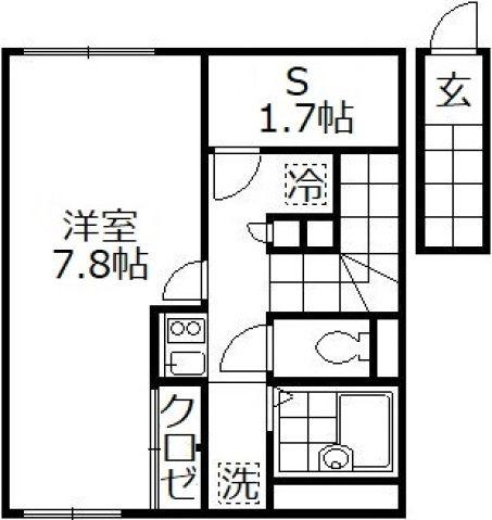 ラトゥール桜丘(1K/2階)の間取り写真