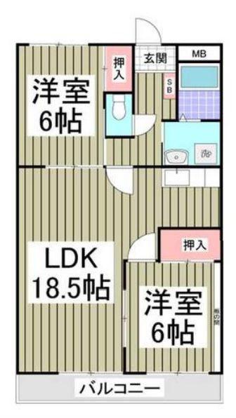 エルヴェ武里(2LDK/2階)の間取り写真