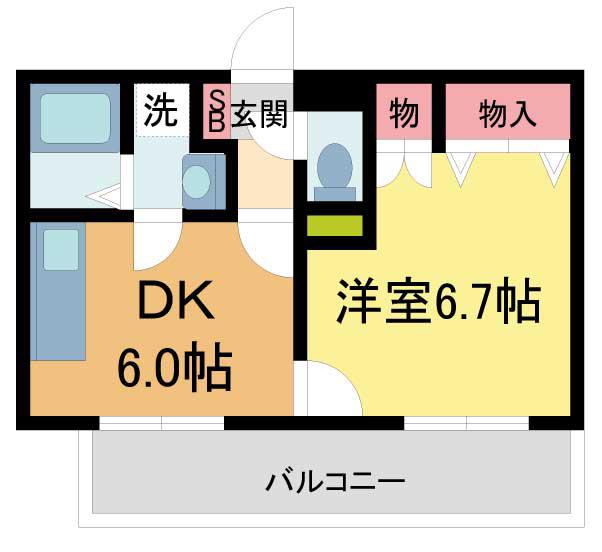 アスライフ宝塚山本ガーデン(1DK/1階)の間取り写真