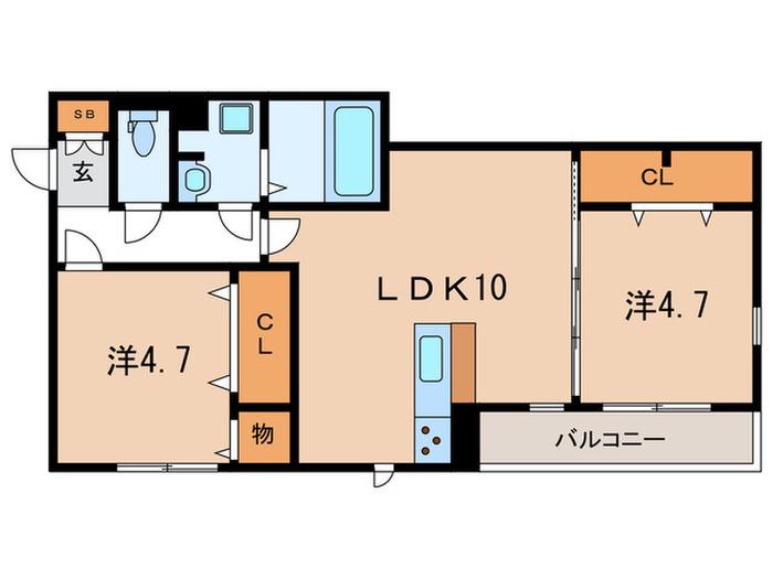ロイヤルエクセル南立花(2LDK/1階)の間取り写真