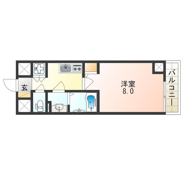 フォレストインサイド鳳(1K/2階)の間取り写真