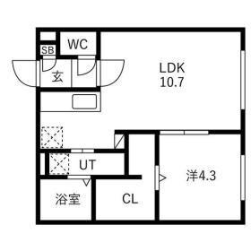 厚別中央4-4MS(1LDK/2階)の間取り写真