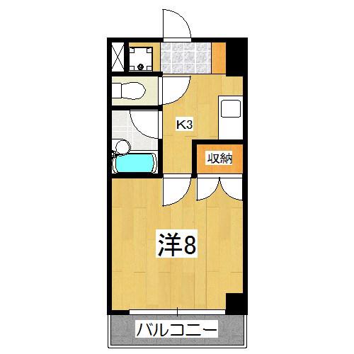 サントルヴィル(1K/2階)の間取り写真