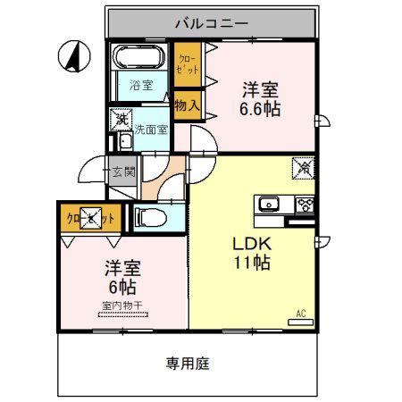 GRACEII(2LDK/1階)の間取り写真