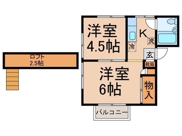 ベルシオン常盤台(2K/2階)の間取り写真