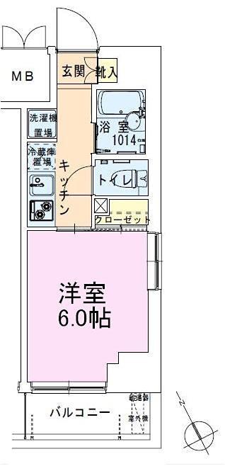 茅場町レジデンス壱番館(1K/7階)の間取り写真