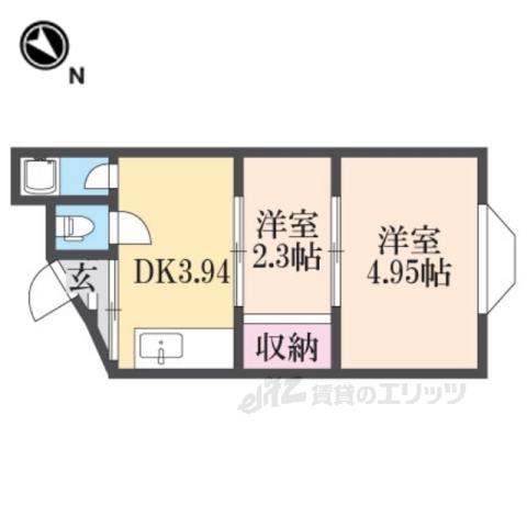 若葉荘(2K/2階)の間取り写真