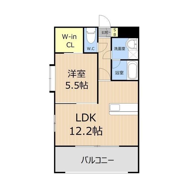 グランフィーネ新生(1LDK/4階)の間取り写真