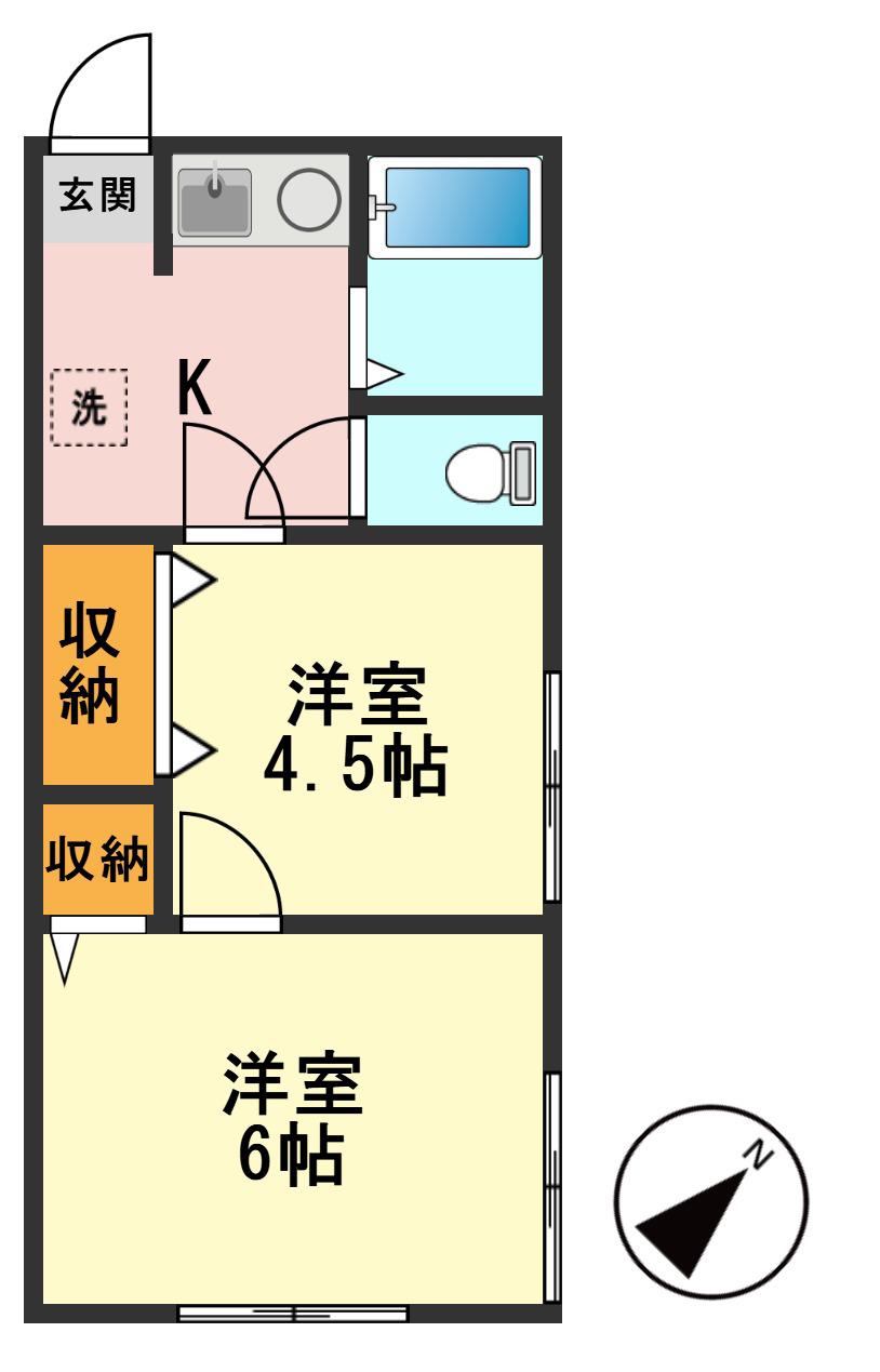 恵山荘(2K/2階)の間取り写真