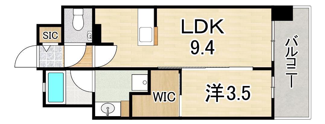 オープンレジデンシア高宮プレイス(1LDK/2階)の間取り写真