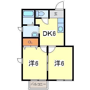ピアネス(2DK/1階)の間取り写真