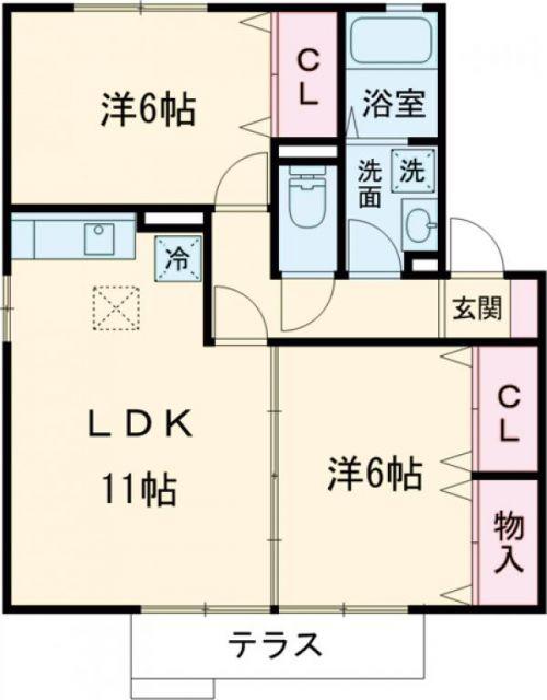 グランドールTSUBASAII(2LDK/1階)の間取り写真