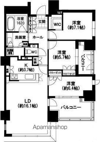 グランドメゾン百道浜オーシャン&フォレスト(3LDK/17階)の間取り写真