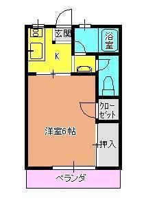 ハイツカサハラ(1K/1階)の間取り写真