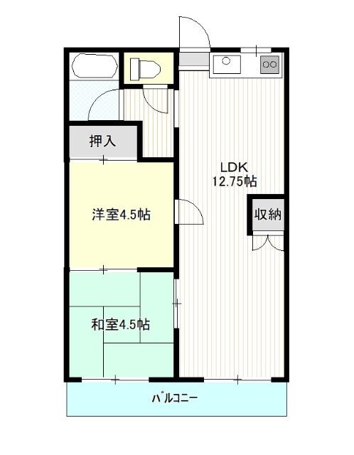 ハイツランブルB(2LDK/1階)の間取り写真
