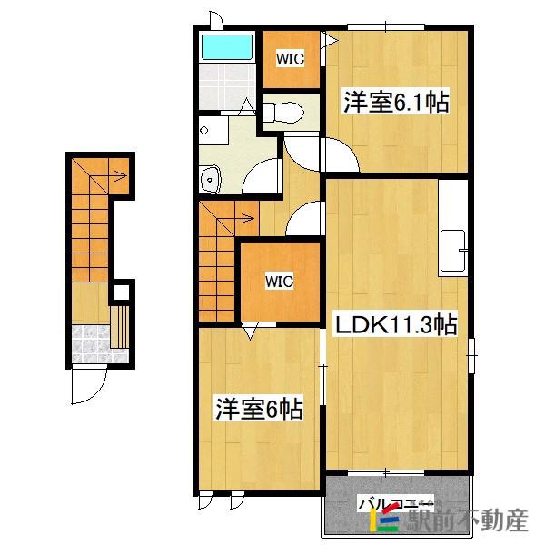 リバーサイド・コセI(2LDK/2階)の間取り写真