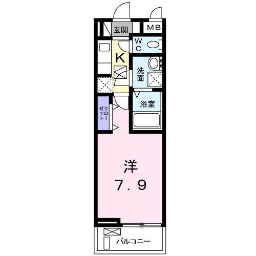 グリンフル多摩(1K/1階)の間取り写真