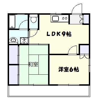 リバティハイツB(2LDK/2階)の間取り写真