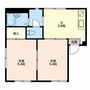 グリーンハイム(2K/1階)の間取り写真