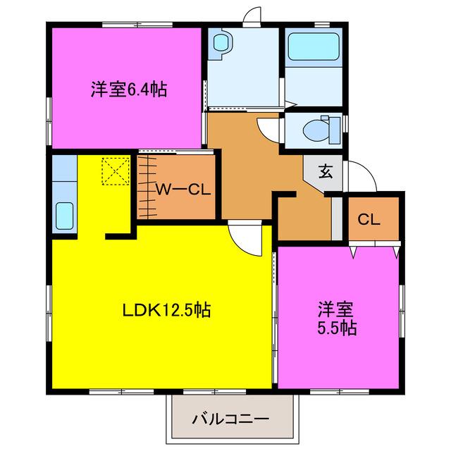 パピー1(2LDK/2階)の間取り写真
