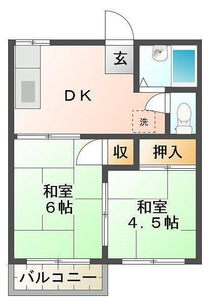 コーポ山形86(2DK/1階)の間取り写真