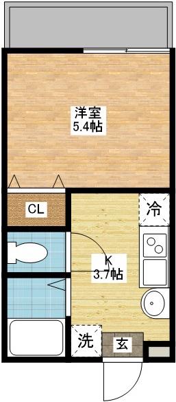 MODERN PALAZZO扇町(1K/1階)の間取り写真