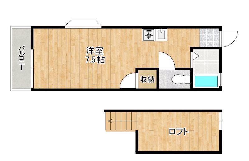 WAYS二日市(ワンルーム/2階)の間取り写真