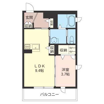 T-SQUARE(1DK/3階)の間取り写真