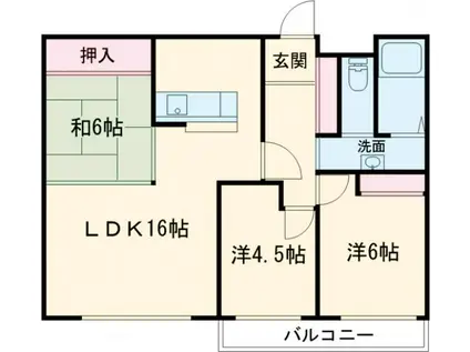クレセント田原(3LDK/3階)の間取り写真