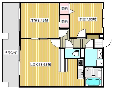 グランドパレス鹿嶋(2LDK/3階)の間取り写真