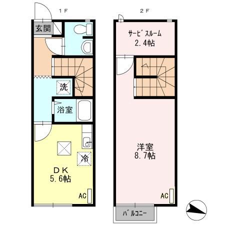 リースランド三永B-1(1DK/1階)の間取り写真