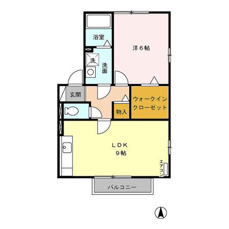 エスポワールB(1LDK/2階)の間取り写真