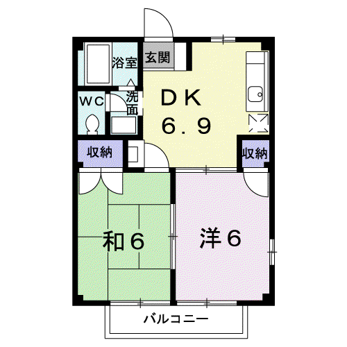 ベルメゾンTBB(2DK/1階)の間取り写真