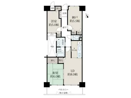 ライオンズマンション学園前第2(2SLDK/3階)の間取り写真