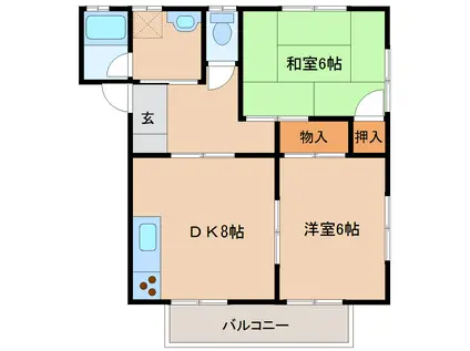 コーポラス関本A(2DK/2階)の間取り写真