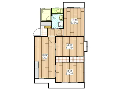 アビタシオン天王I(3DK/1階)の間取り写真